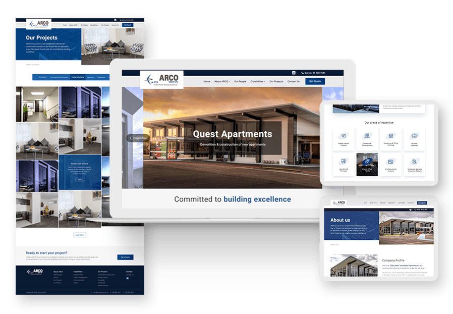 Wertolminguza created the website for construction company ARCO to present their services